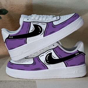 Purple and White cartoon custom sneakers